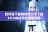 如何在不花钱的情况下下载TikTok视频的详细攻略