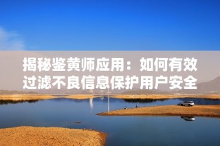 揭秘鉴黄师应用：如何有效过滤不良信息保护用户安全