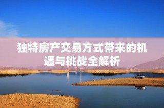 独特房产交易方式带来的机遇与挑战全解析