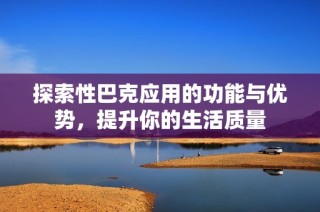 探索性巴克应用的功能与优势，提升你的生活质量