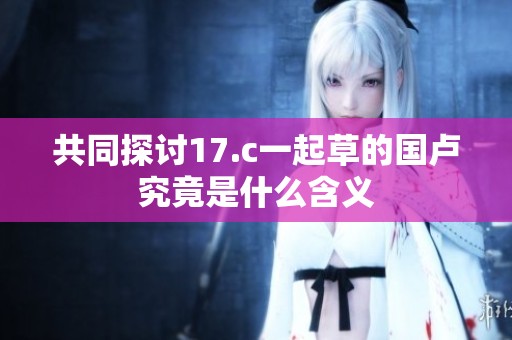 共同探讨17.c一起草的国卢究竟是什么含义