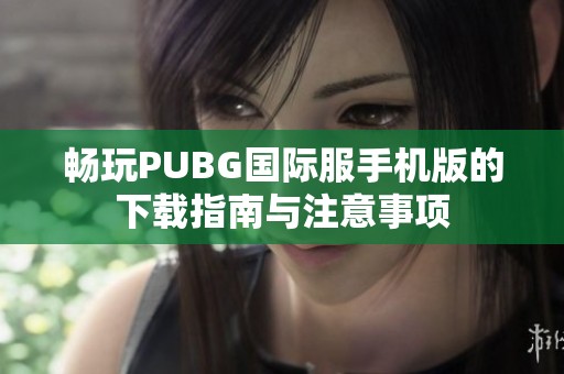畅玩PUBG国际服手机版的下载指南与注意事项