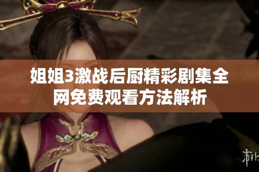 姐姐3激战后厨精彩剧集全网免费观看方法解析