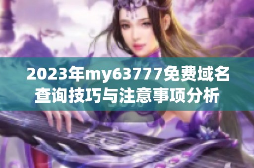 2023年my63777免费域名查询技巧与注意事项分析