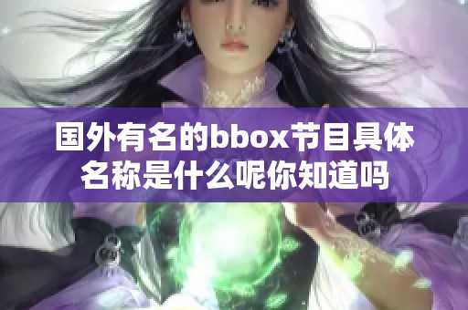 国外有名的bbox节目具体名称是什么呢你知道吗
